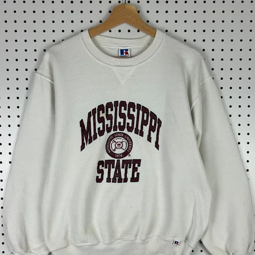 Mississippi‎ State Bulldogs Crewneck Medium 90s USA Made Russell READ Sweatshirt